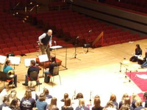 English composer and conductor John Rutter at rehearsals in the Birmingham Symphony Hall, Sunday 13 April 2008.