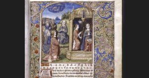 Opening of a primer showing alphabet, Ave Maria ("Hail Mary")