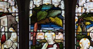 Jesus: "I am the good shepherd" - from stained-glass window in Ballymena St. Patrick's Church 
